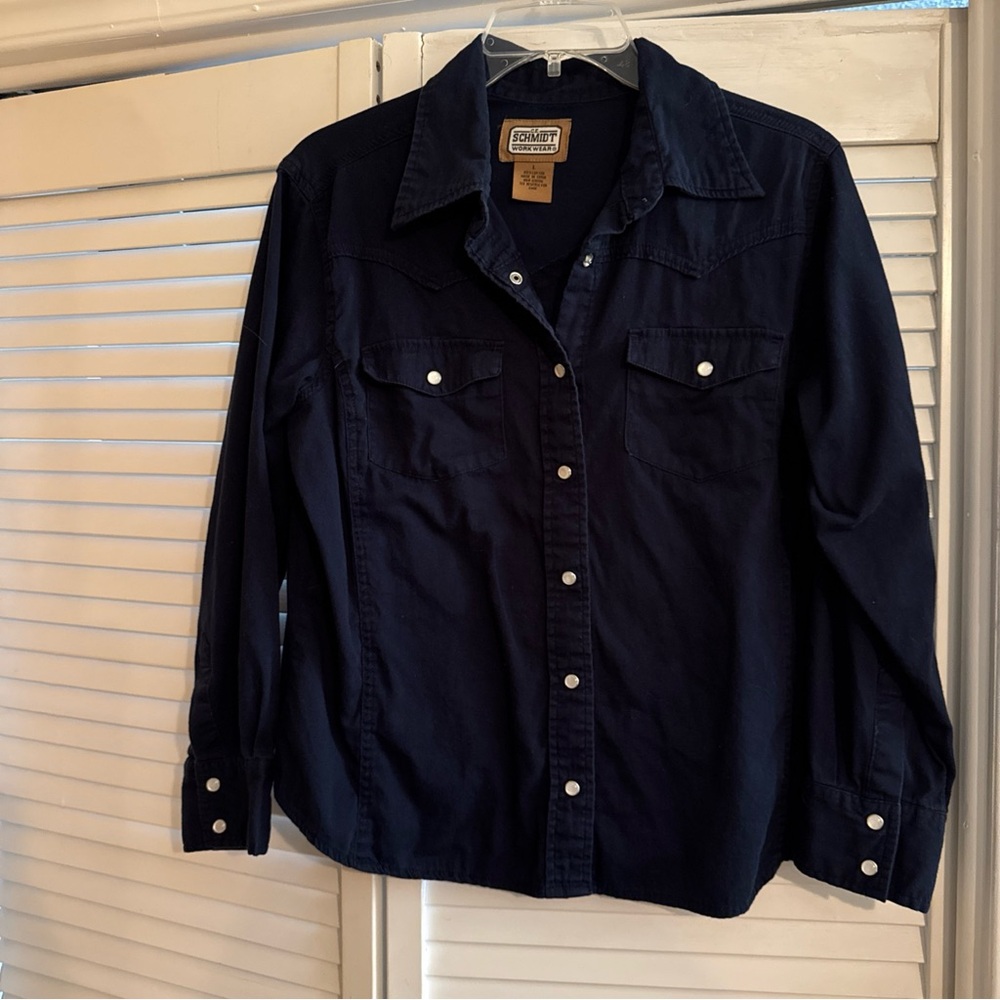 Women's Navy Button Down Shirt - Picture 15 of 16